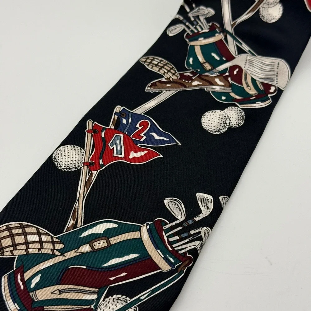 American Sports‎ Classics Mens Silk Golf Tie Black Novelty Golf Bags Clubs USA